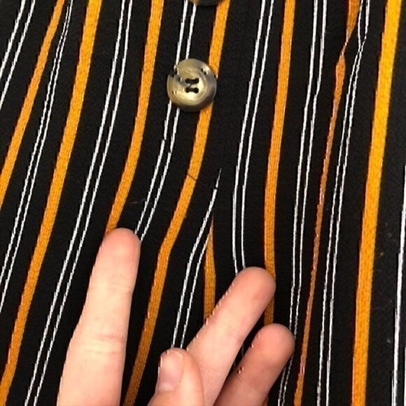 MUST HAVE FOREVER 21 Striped Paperbag Pants Black Mustard White Elastic Waist S - Picture 6 of 12